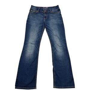 Wrangler Boot Cut Jeans 9 (32x32) Blue 09MWZMS Western Embroidered Stretch Denim